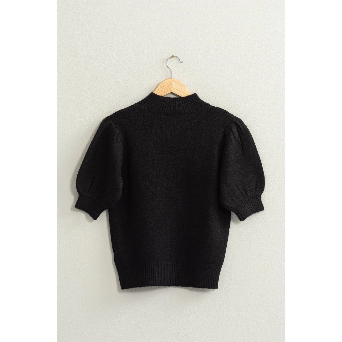 Short Sleeve Sweater with Puff Sleeves