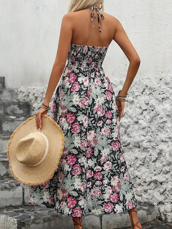 Womens Floral Vacation Maxi Dress