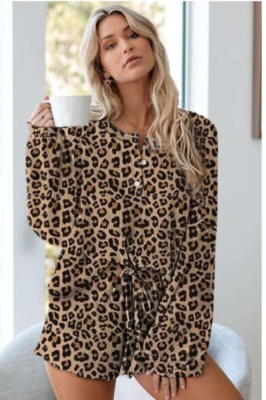 Leopard Knit Pajamas Set