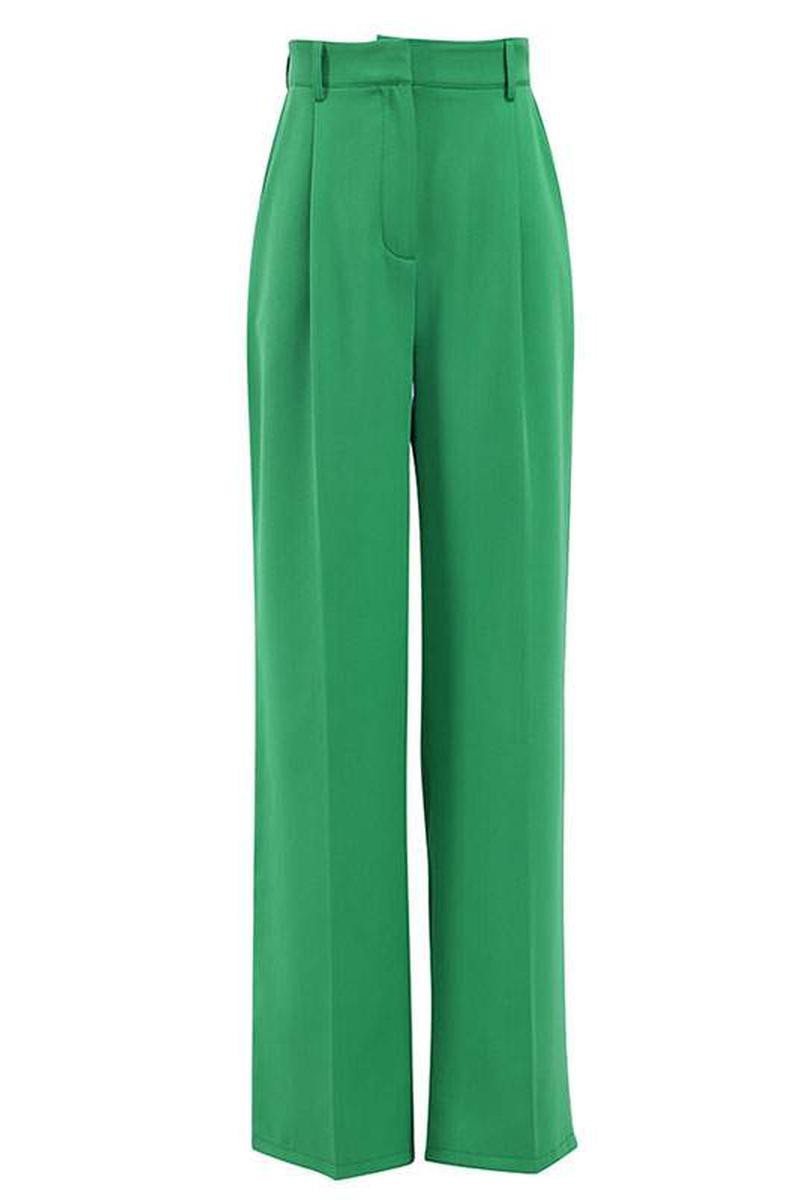 Green Polyester High Rise Waist Trouser