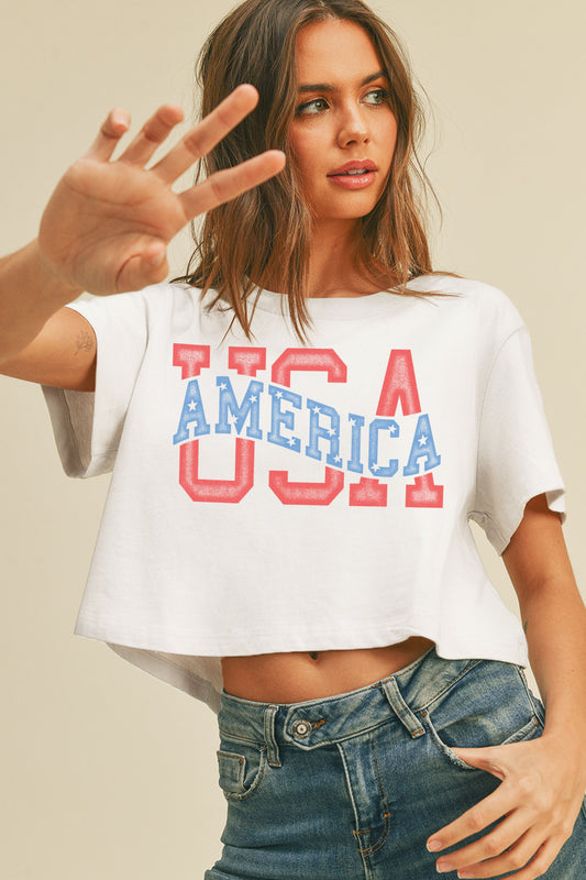 USA America Crop Tee